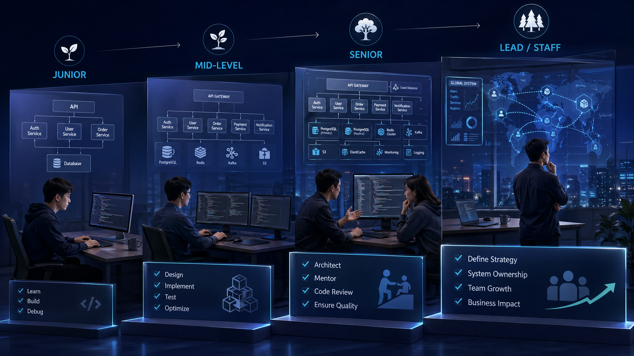 Lộ trình nghề nghiệp của Backend Developer từ Junior đến Senior