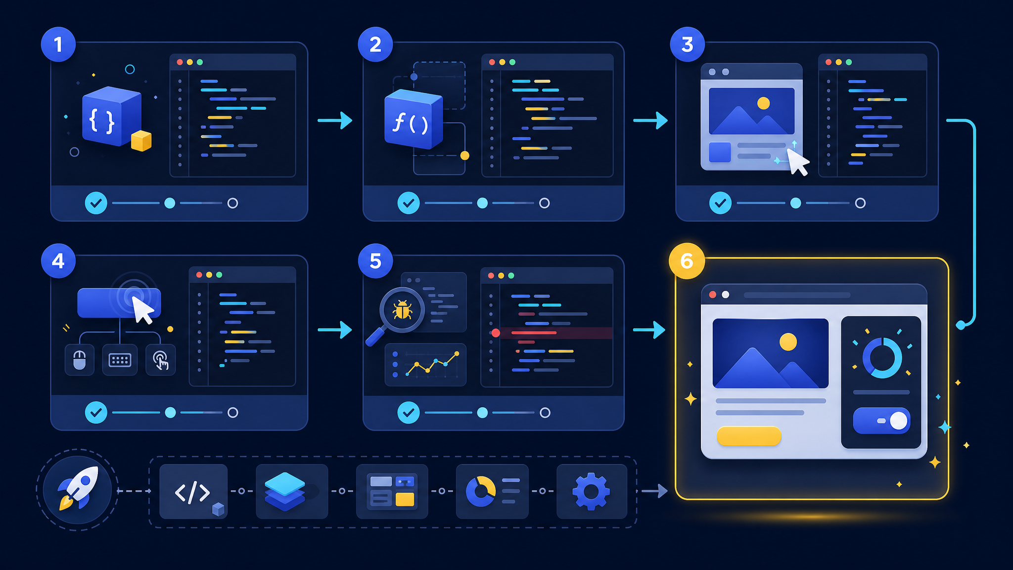 Sơ đồ quy trình học và áp dụng JavaScript cơ bản trong một dự án web nhỏ.