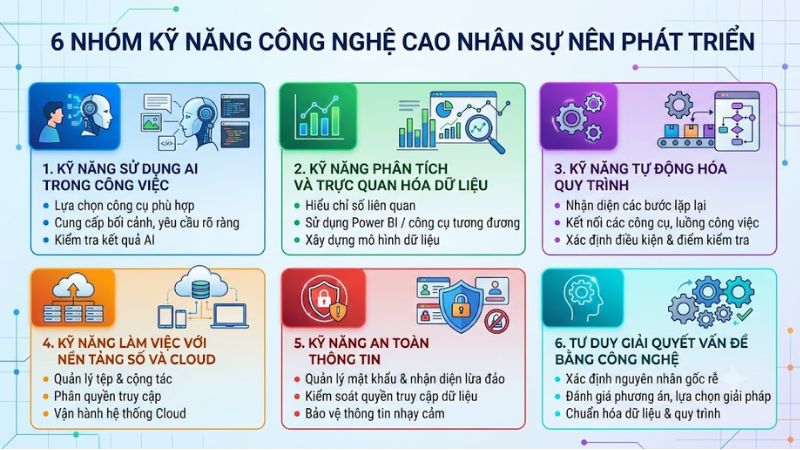 6 nhóm kỹ năng công nghệ cao nhân sự nên phát triển