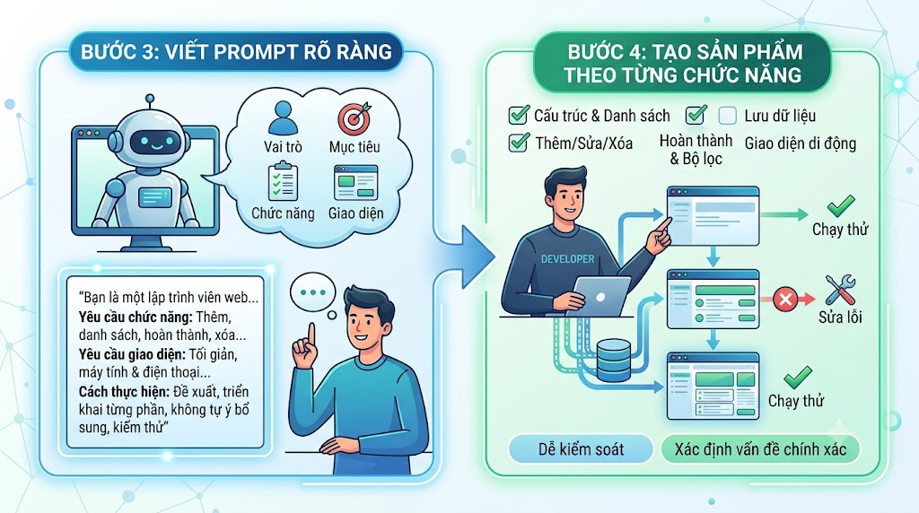 Bước 4: Tạo sản phẩm theo từng chức năng
