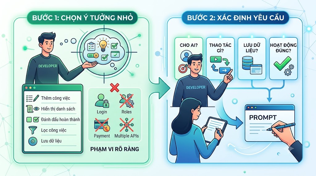 Bước 1: Chọn một ý tưởng đủ nhỏ để hoàn thành