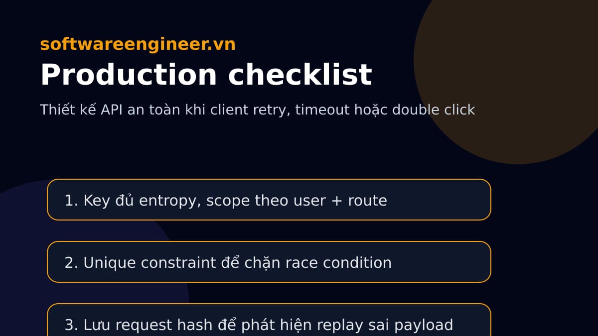 Checklist triển khai idempotency cho API thanh toán và tạo đơn hàng