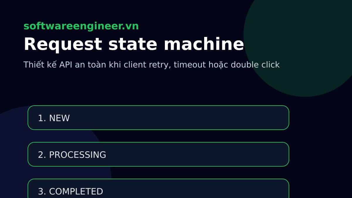 State machine xử lý idempotent request trong backend production