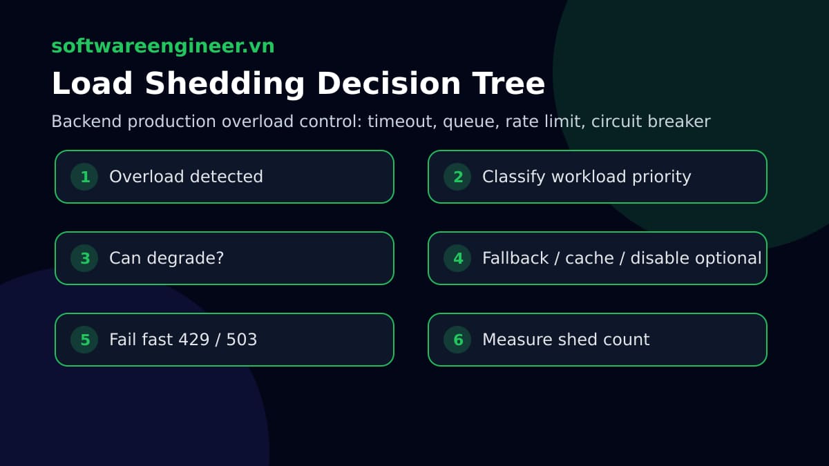Cây quyết định load shedding cho backend khi hệ thống vượt ngưỡng
