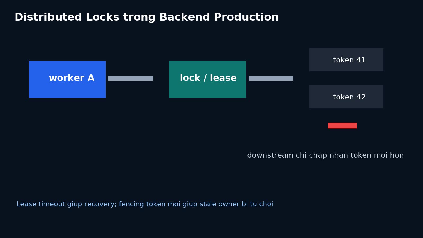 Distributed Locks trong Backend Production: khi nào cần, lease timeout, fencing token và những ngộ nhận dễ gây double-processing