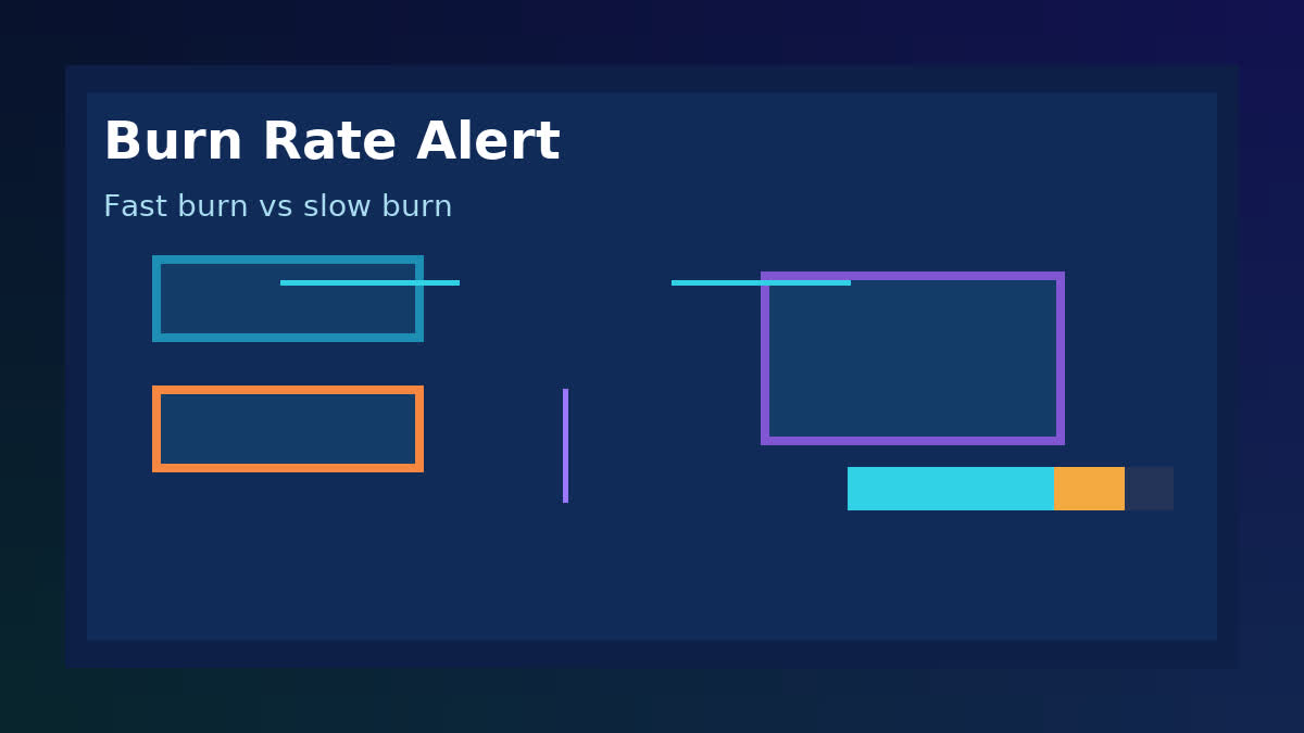 Minh họa burn rate nhanh và chậm khi tiêu error budget